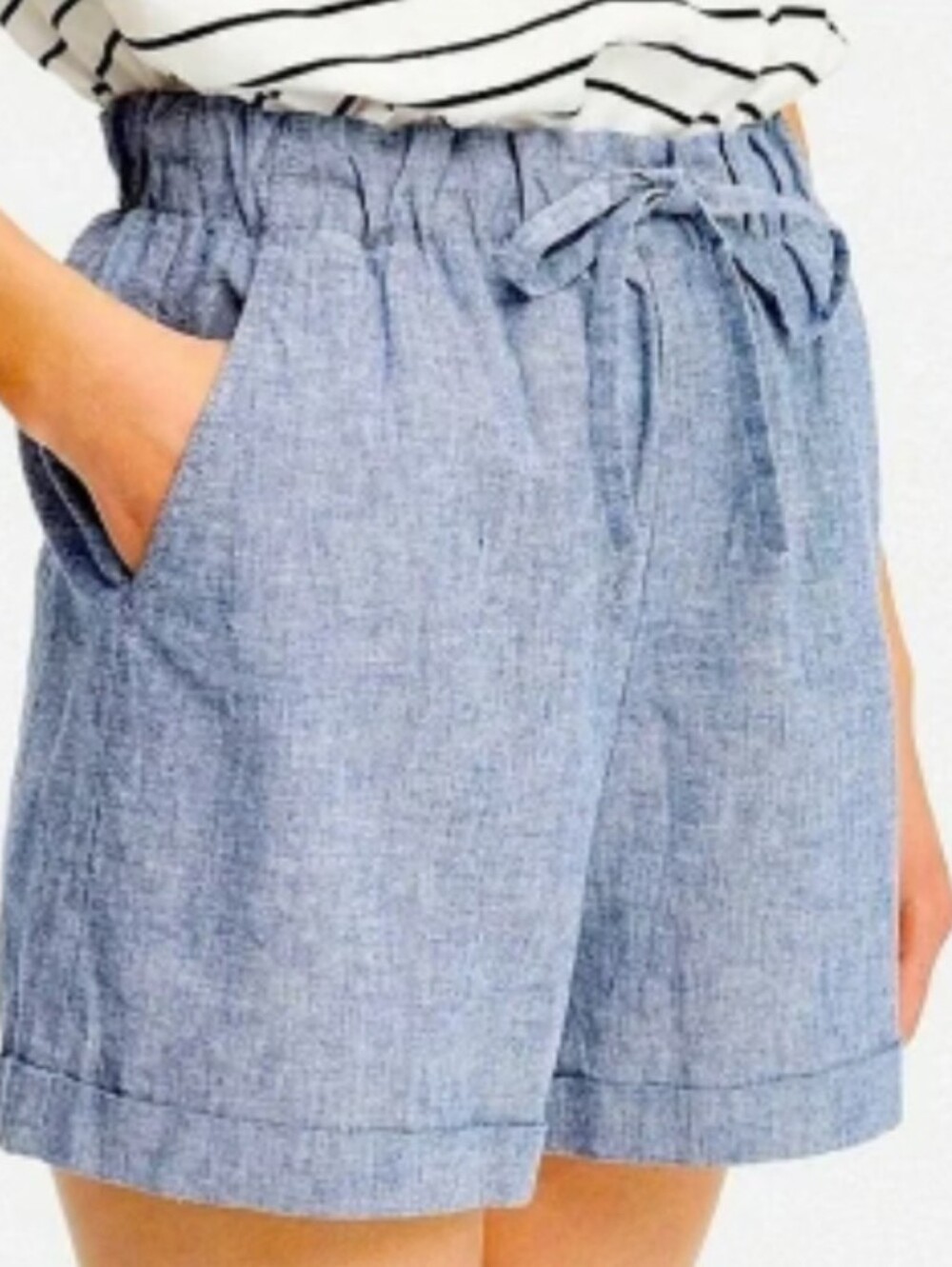 Uniqlo Chambray Elastic Waist Linen Cotton Shorts - Picture 7 of 7